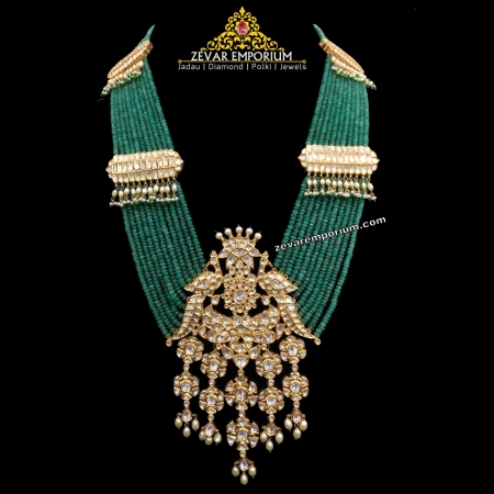 Gold Uncut Polki Peacock Necklace