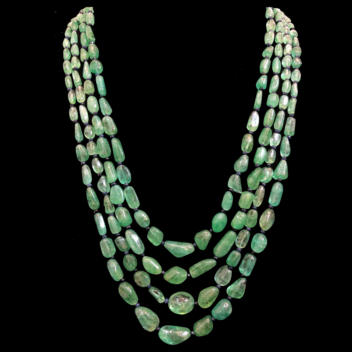 Emerald beads mala neckalce 4 strings