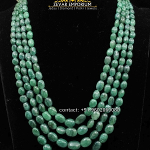 4 String Green Beryl Emerald Beads Necklace
