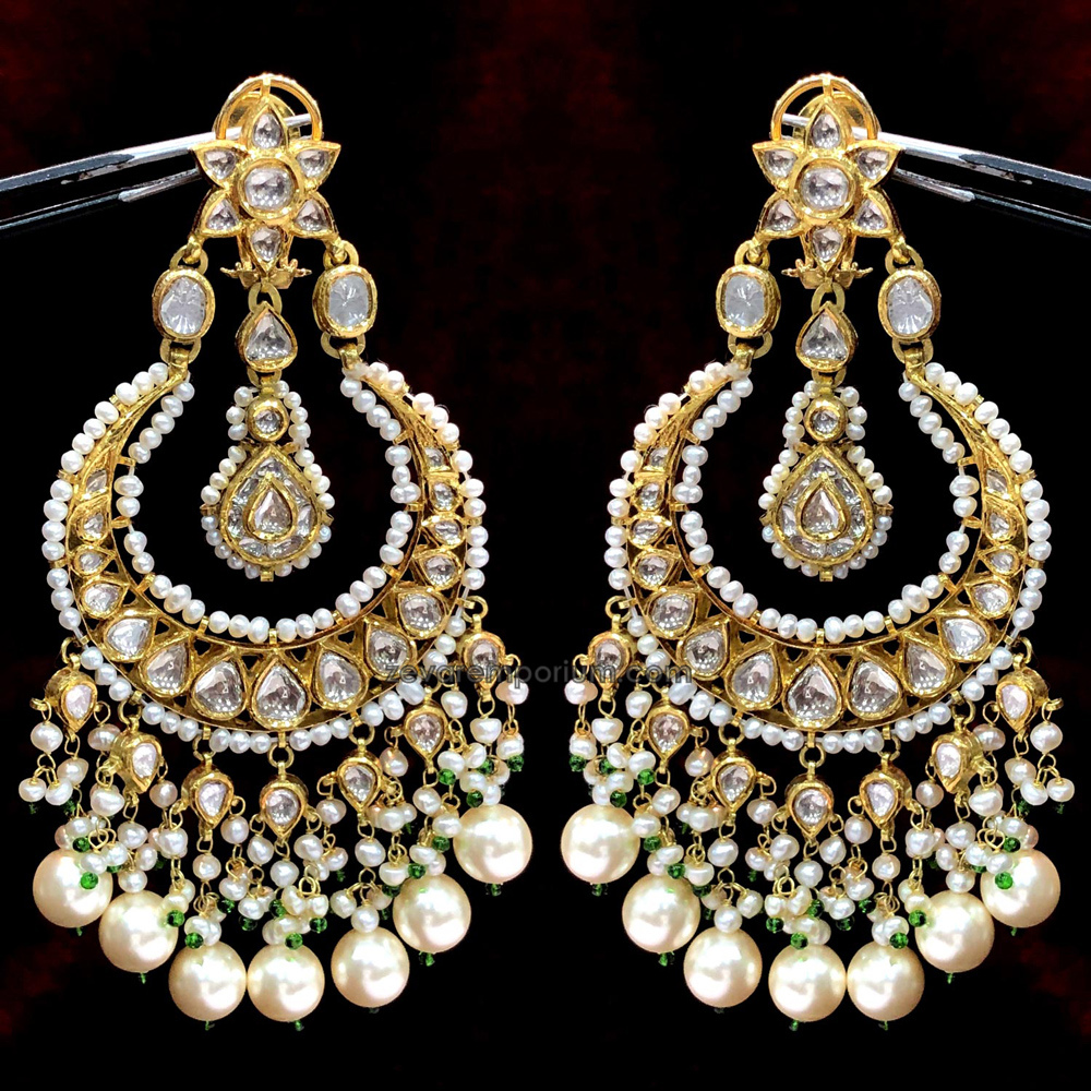 Uncut Gold Polki Diamond Earring  Abdesignsjewellery