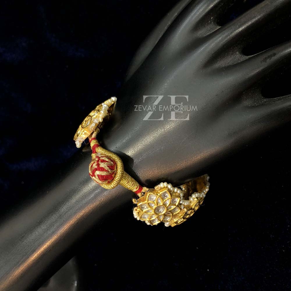 Detailed Floral Jadau Setting with Syndicate Polki and Fresh Water Pearl Accents
