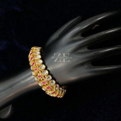Ruby Polki Bangles in 18K Gold with Syndicate Uncut Diamond Polki