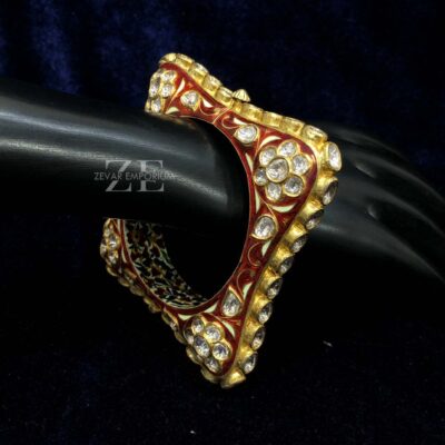 Polki Meenakari Bangle in 22K Gold | Rare Syndicate Polki Kada
